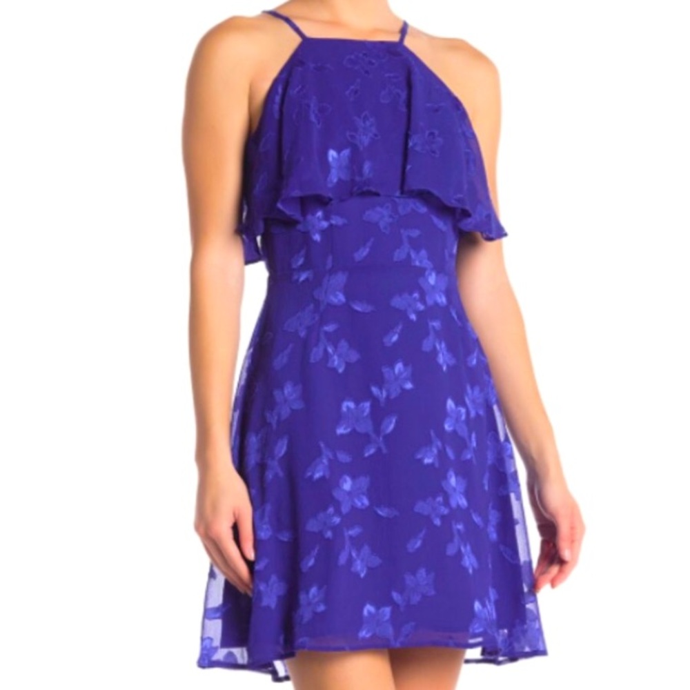 19 Cooper Halter Dress w/ Floral Accents